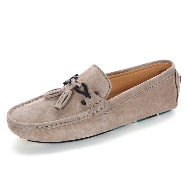 Men Loafers Suede Leather Summer Shoes Khaki Loafers - Tophatter Daily Deals