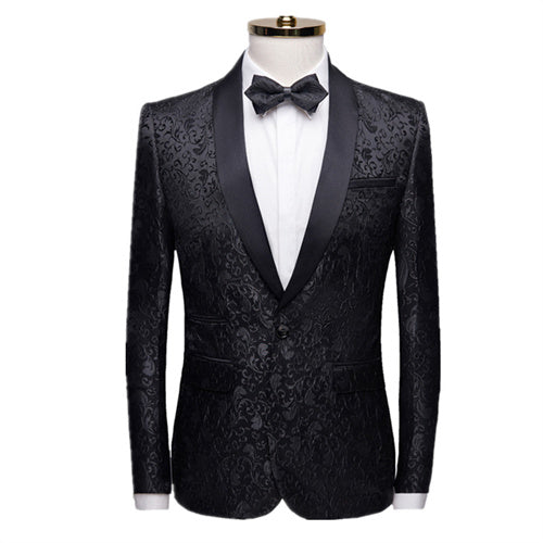 Stylish Party Blazer Men Jacquard Suit Jacket Black Men Blazer - Tophatter Daily Deals