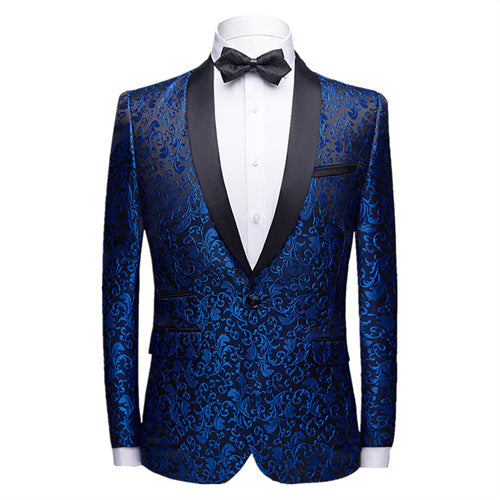 Stylish Party Blazer Men Jacquard Suit Jacket Blue Men Blazer - Tophatter Daily Deals