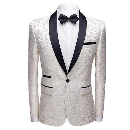 Stylish Party Blazer Men Jacquard Suit Jacket White Men Blazer - Tophatter Daily Deals