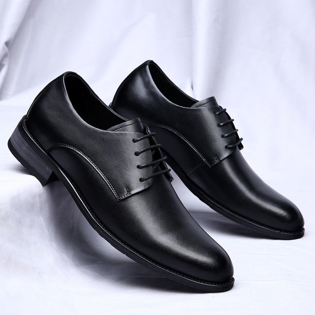 Men Classic Leather Shoes Black Men Shoes - Tophatter Daily Deals