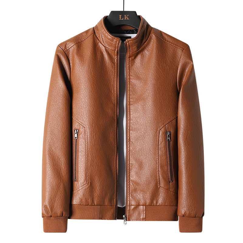Men Coats Motorcycle Leather Jacket Winter Overcoat Tan Coats & Jackets - Tophatter Daily Deals