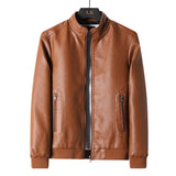 Men Coats Motorcycle Leather Jacket Winter Overcoat Tan Coats & Jackets - Tophatter Daily Deals