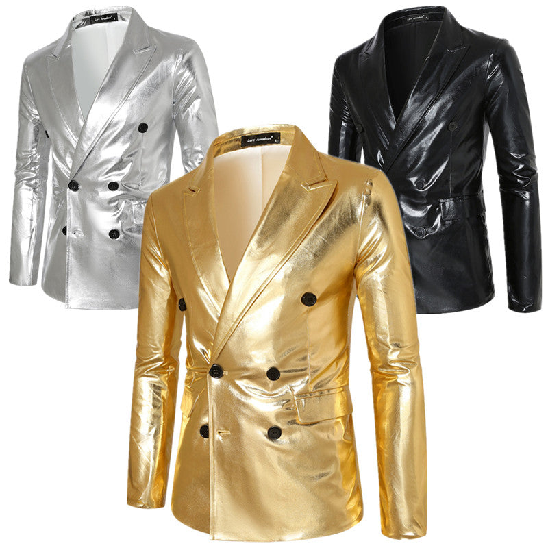 Men Double-breasted Thin Suit Gold Jacket Men's Clothing - Tophatter Daily Deals