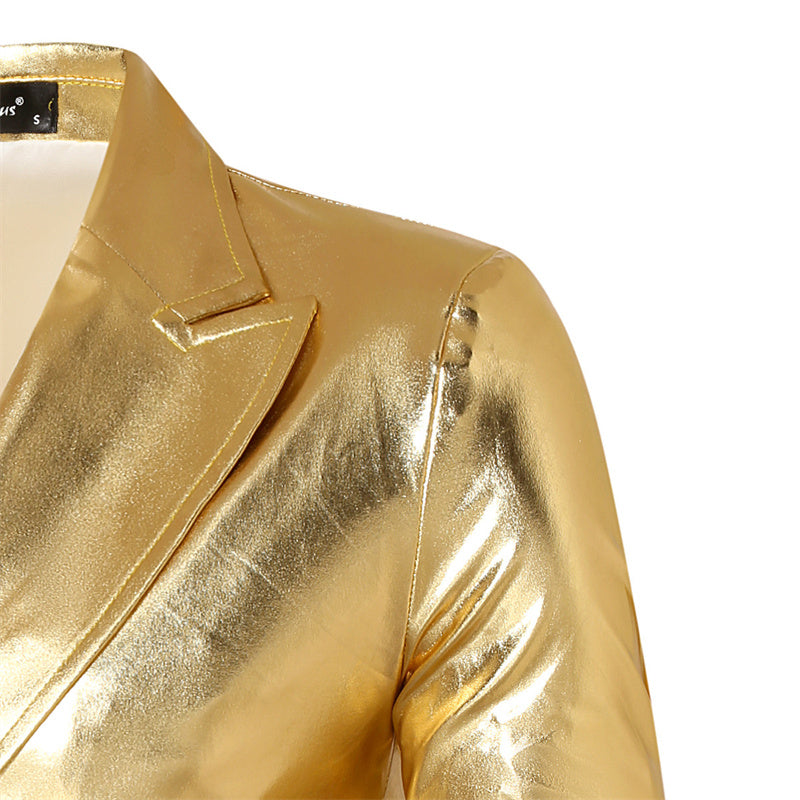 Men Double-breasted Thin Suit Gold Jacket Men's Clothing - Tophatter Daily Deals