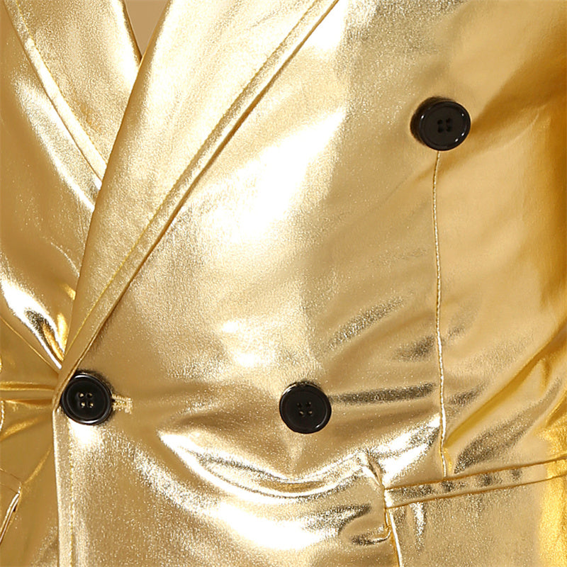 Men Double-breasted Thin Suit Gold Jacket Men's Clothing - Tophatter Daily Deals