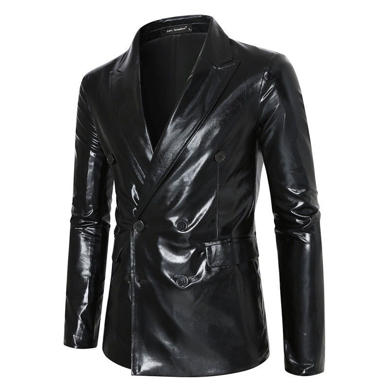 Men Double-breasted Thin Suit Gold Jacket Black Men's Clothing - Tophatter Daily Deals
