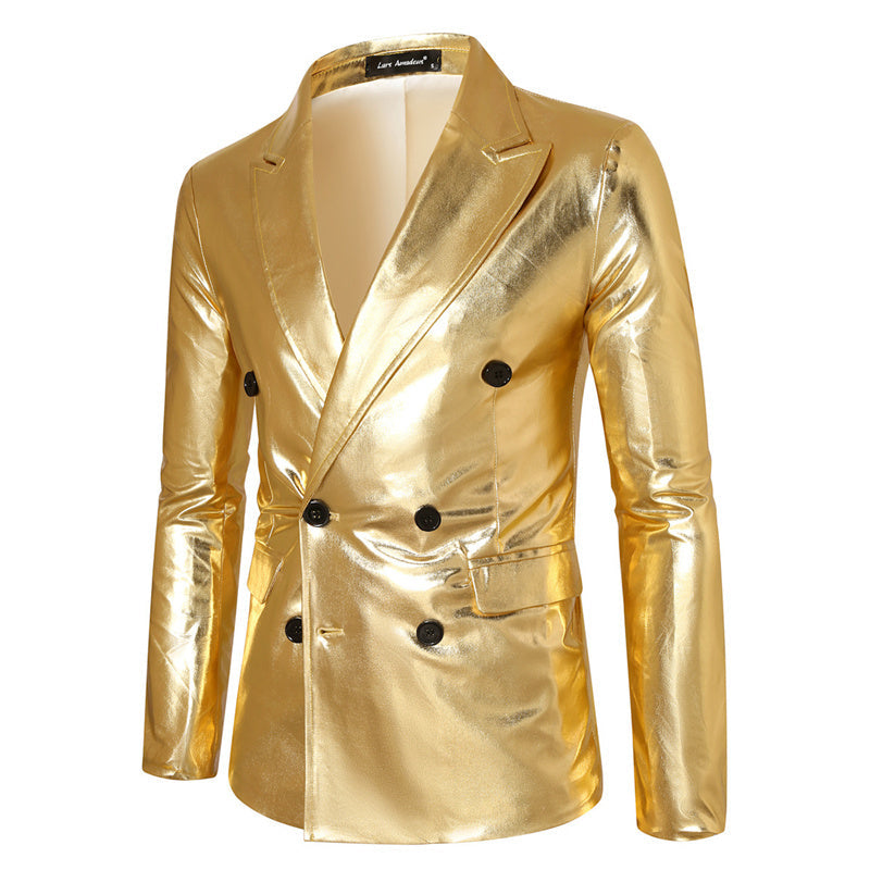 Men Double-breasted Thin Suit Gold Jacket Gold Men's Clothing - Tophatter Daily Deals