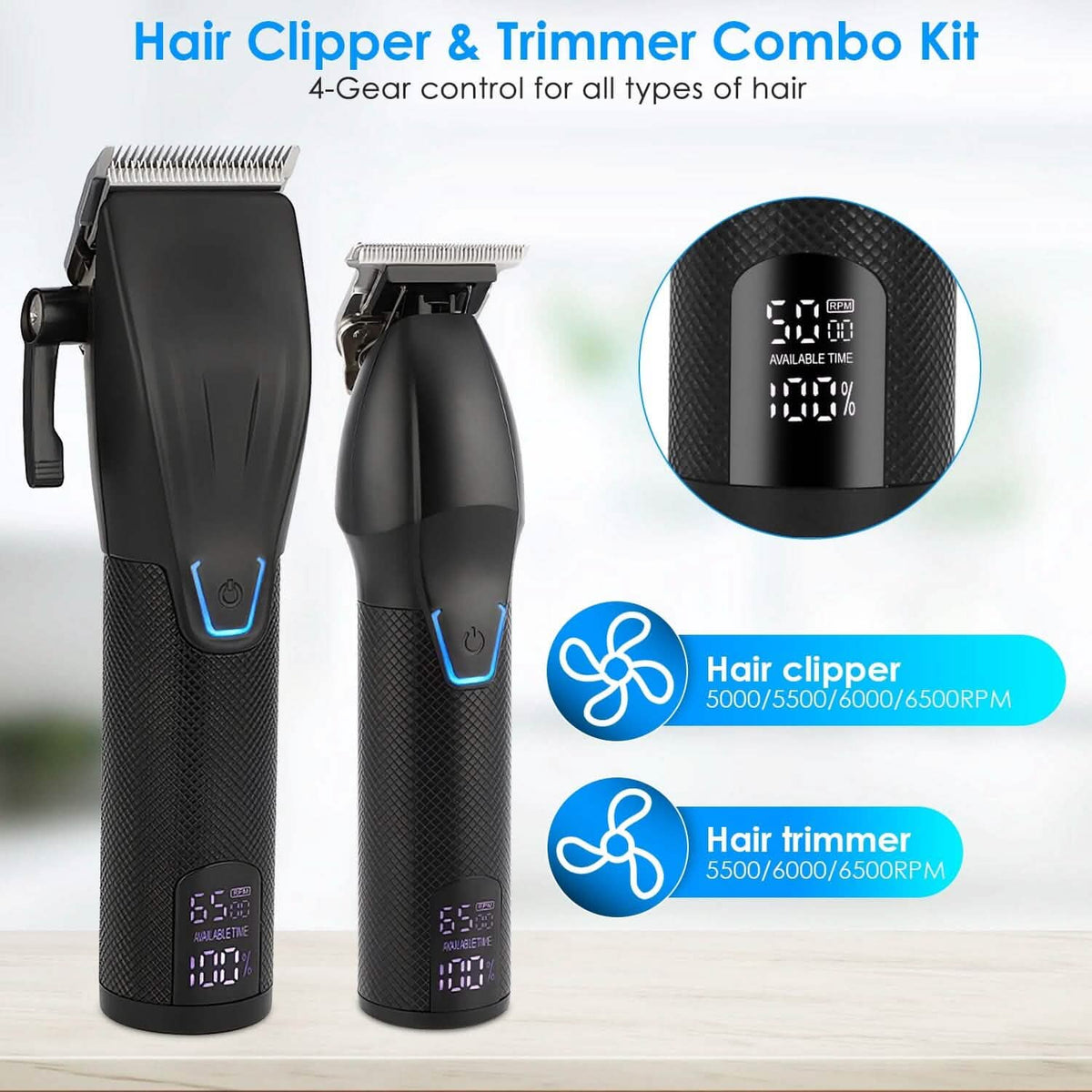 Men Electric Barber Clipper Hair Cutting Combo Set T Outliner Shaver Trimmers Men's Grooming - Tophatter Daily Deals