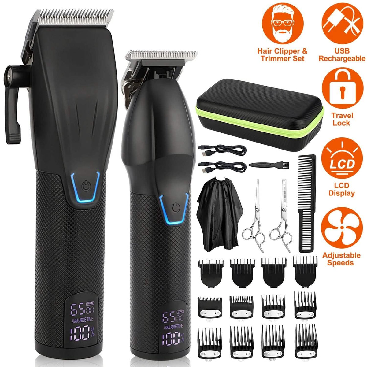 Men Electric Barber Clipper Hair Cutting Combo Set T Outliner Shaver Trimmers Men's Grooming - Tophatter Daily Deals