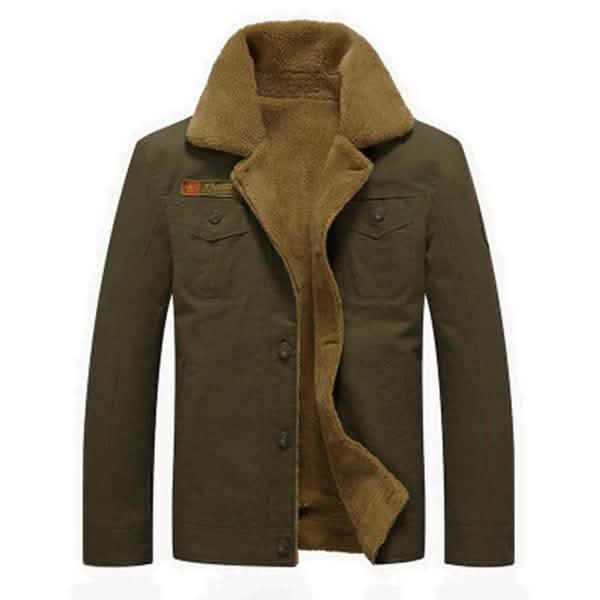 Men Fur Collar Army Tactical Jacket Army Green Men's Outerwear - Tophatter Daily Deals