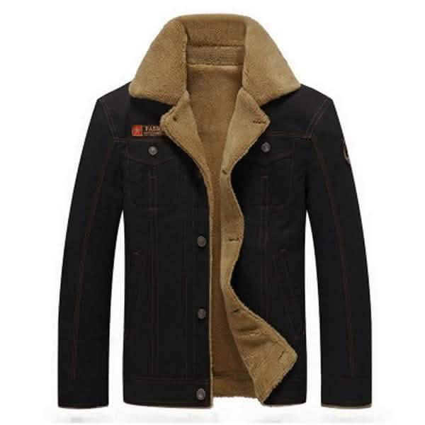 Men Fur Collar Army Tactical Jacket Black Men's Outerwear - Tophatter Daily Deals