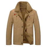 Men Fur Collar Army Tactical Jacket Khaki Men's Outerwear - Tophatter Daily Deals