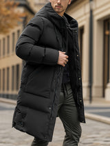 Men Heavyweight Winter Coat Hooded Long Formality Black Men Jackets - Tophatter Daily Deals