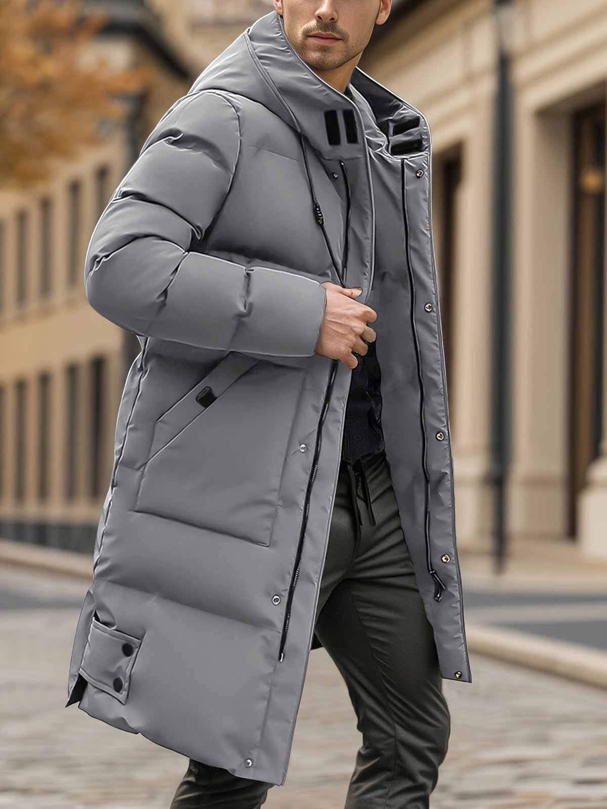 Men Heavyweight Winter Coat Hooded Long Formality Dark Grey Men Jackets - Tophatter Daily Deals