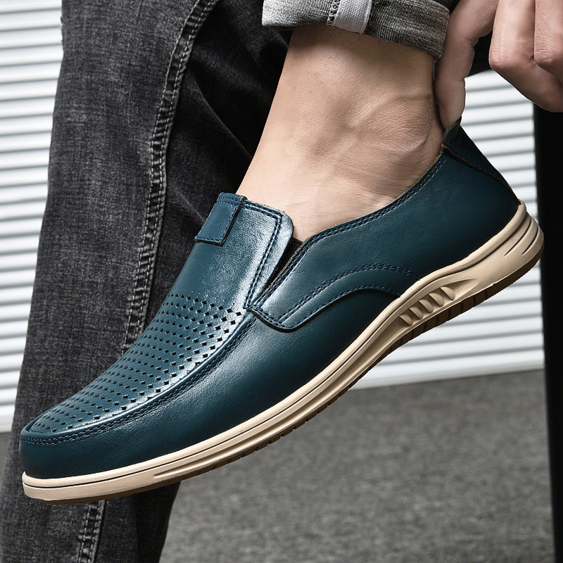 Men Leather Breathable Loafers Men Shoes - Tophatter Daily Deals