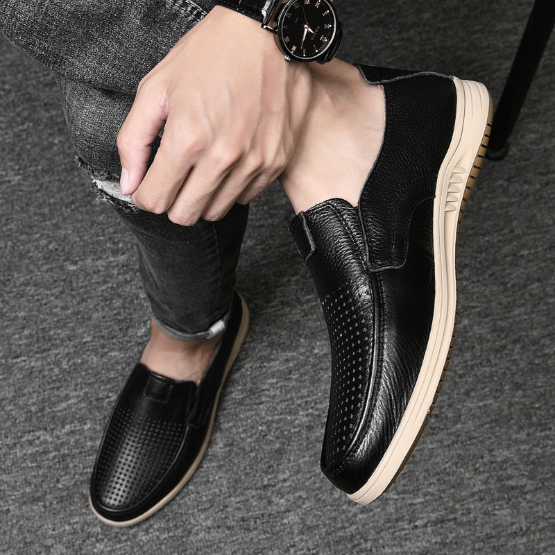 Men Leather Breathable Loafers Men Shoes - Tophatter Daily Deals