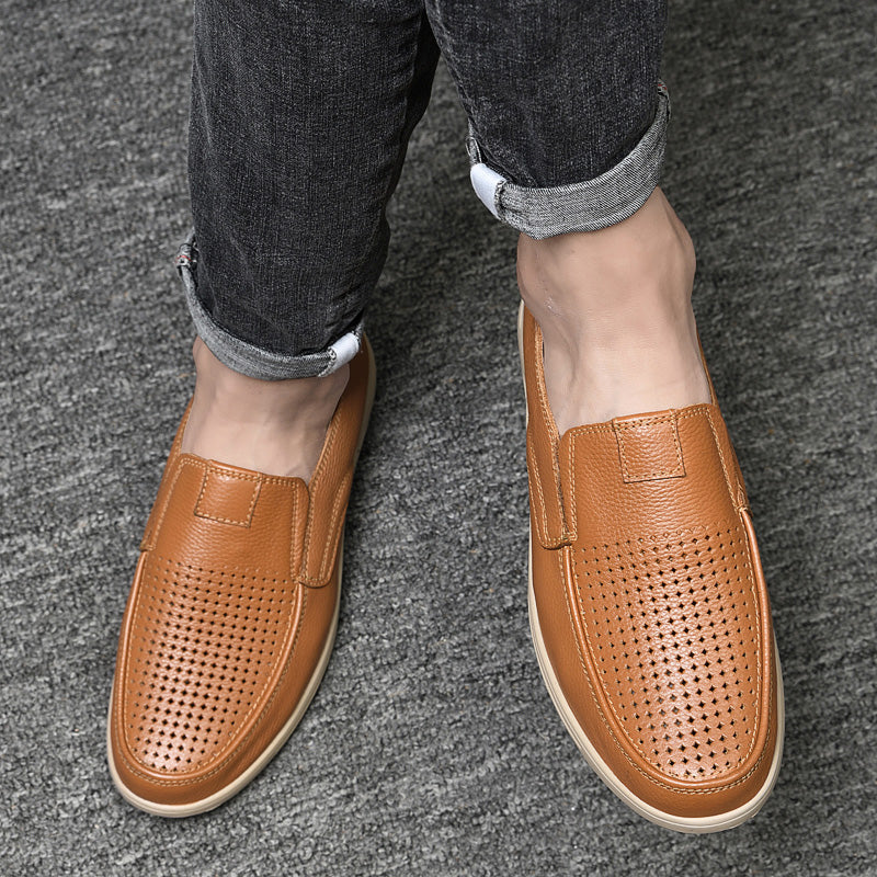 Men Leather Breathable Loafers Men Shoes - Tophatter Daily Deals