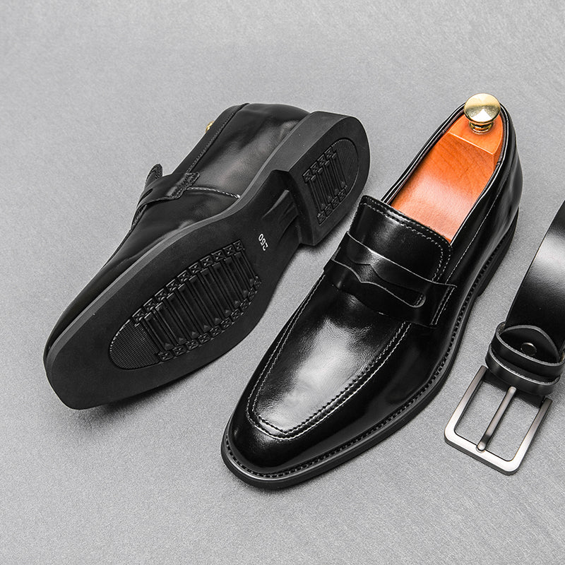 Men Leather Shoes Comfortable Increase 6cm Loafers Men Dresses Shoes - Tophatter Daily Deals