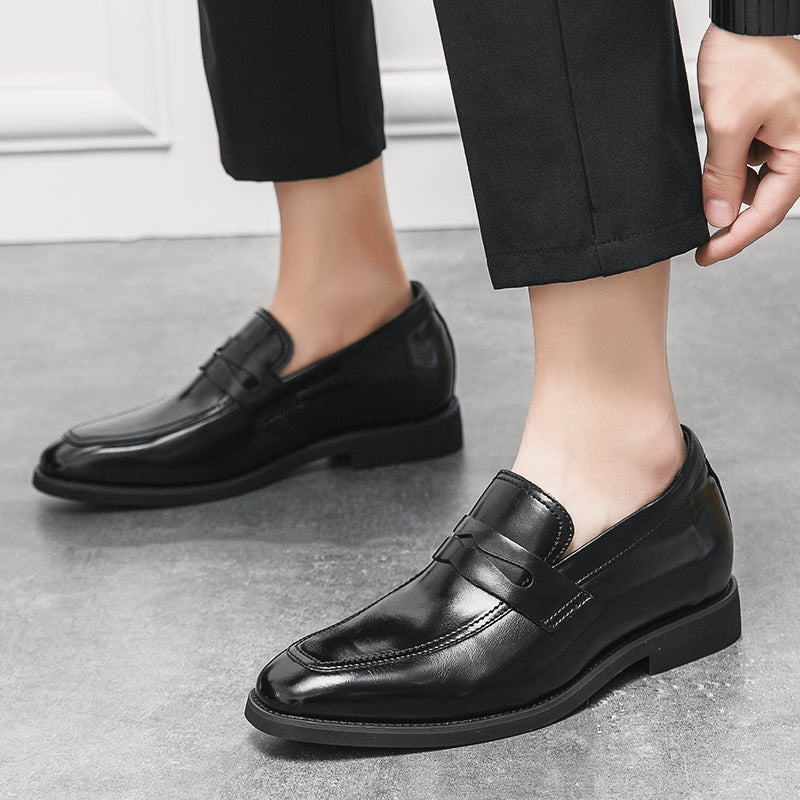 Men Leather Shoes Comfortable Increase 6cm Loafers Men Dresses Shoes - Tophatter Daily Deals