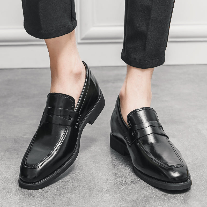 Men Leather Shoes Comfortable Increase 6cm Loafers Men Dresses Shoes - Tophatter Daily Deals