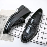 Men Leather Slip On Shoes Black Loafers - Tophatter Daily Deals