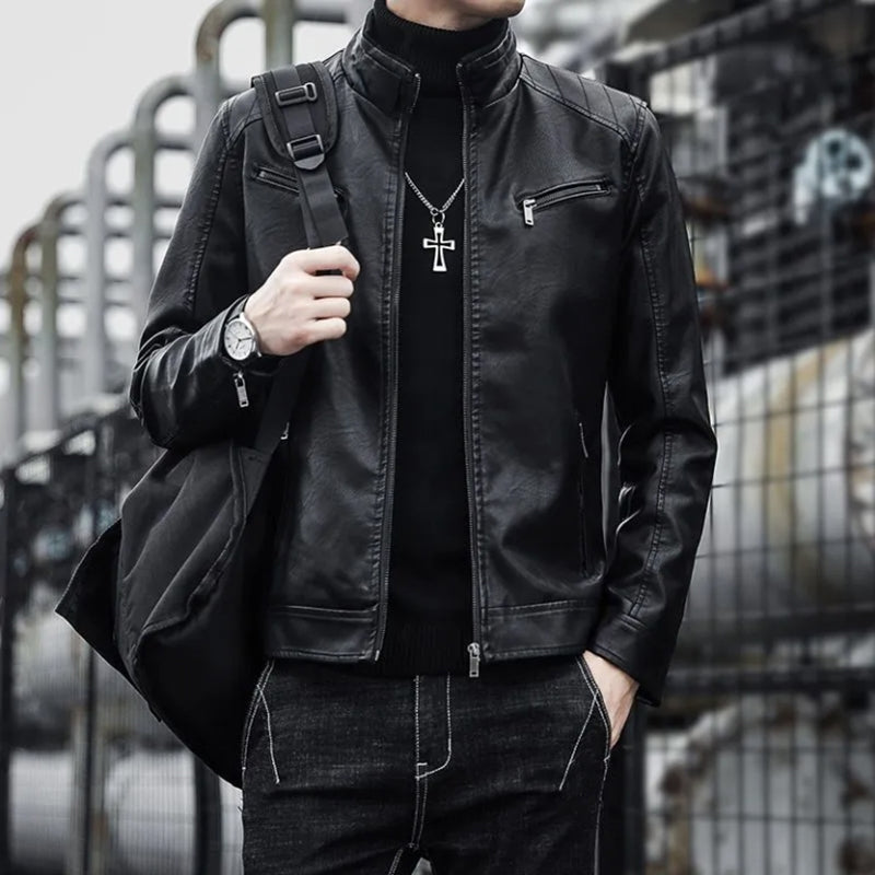 Men Leather Suit Jacket Men Slim Fit Short Coat Black Men Jackets - Tophatter Daily Deals