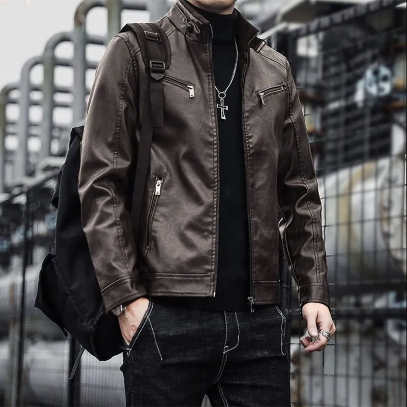 Men Leather Suit Jacket Men Slim Fit Short Coat Brown Men Jackets - Tophatter Daily Deals