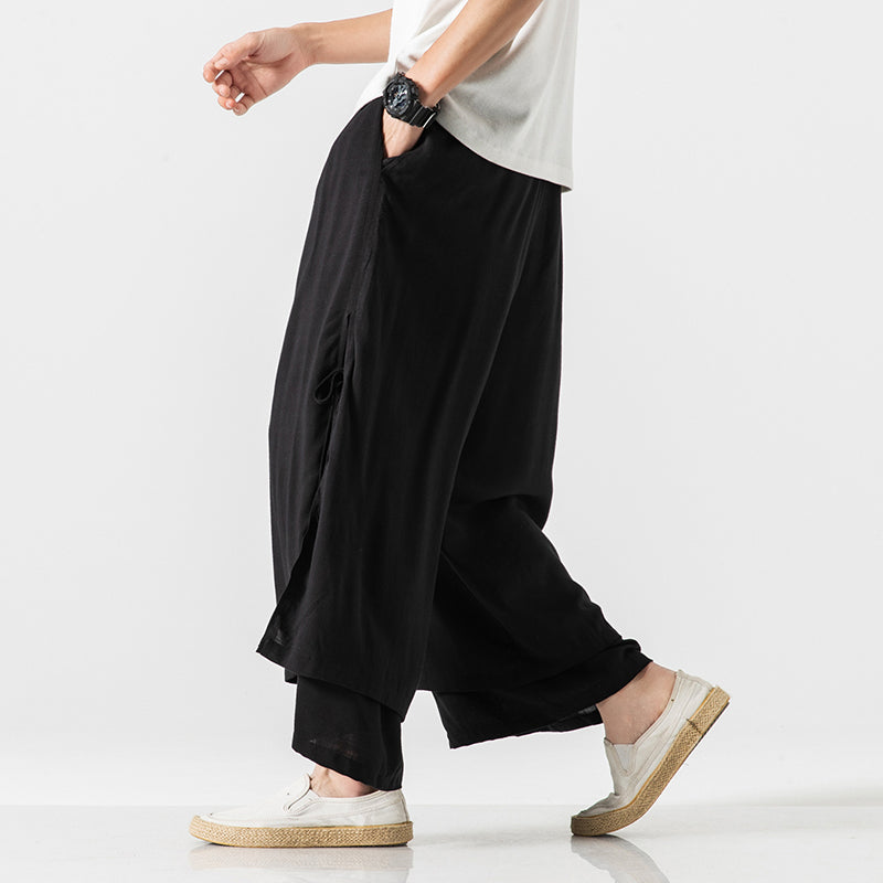 Men Linen Harem Pants Breathable Wide Leg Pants Pants - Tophatter Daily Deals