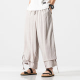 Men Linen Harem Pants Breathable Wide Leg Pants Apricot Pants - Tophatter Daily Deals