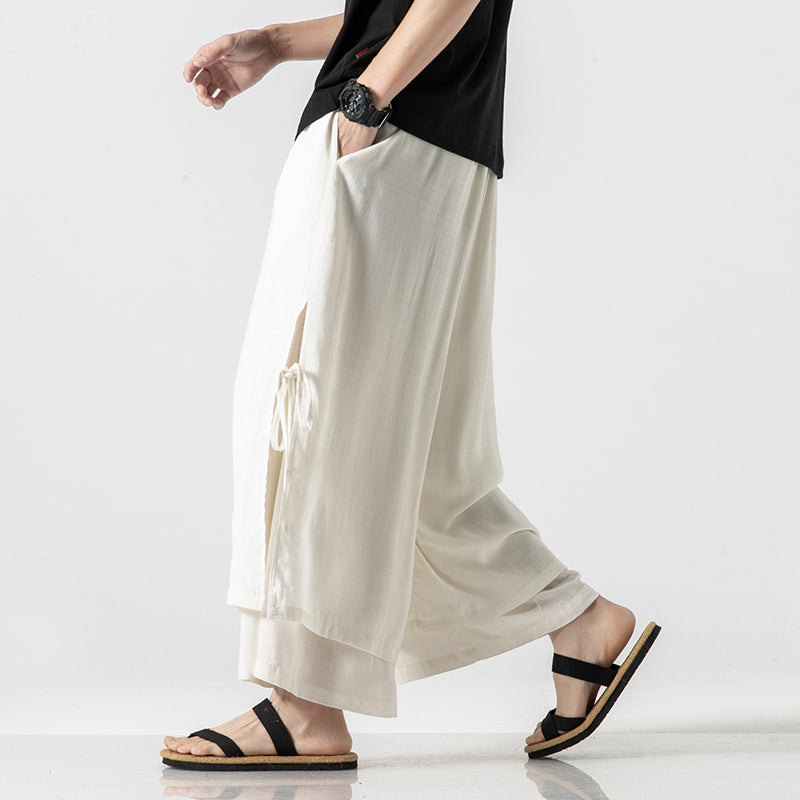 Men Linen Harem Pants Breathable Wide Leg Pants White Pants - Tophatter Daily Deals