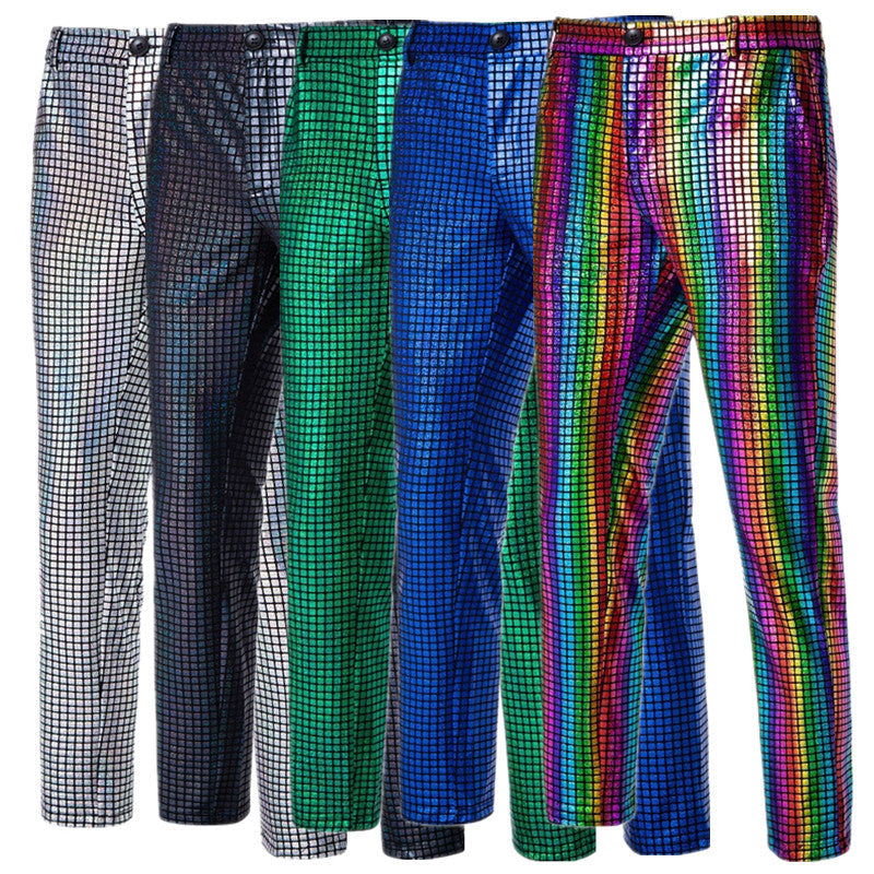 Men Luxurious Sequin Checkered Suit Pants Pants - Tophatter Daily Deals
