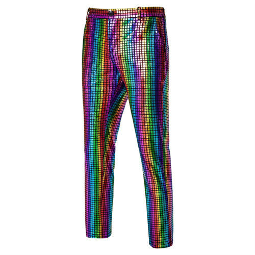 Men Luxurious Sequin Checkered Suit Pants Multicolor Pants - Tophatter Daily Deals