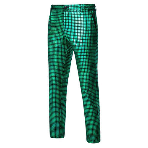 Men Luxurious Sequin Checkered Suit Pants Green Pants - Tophatter Daily Deals