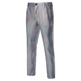 Men Luxurious Sequin Checkered Suit Pants Silver Pants - Tophatter Daily Deals