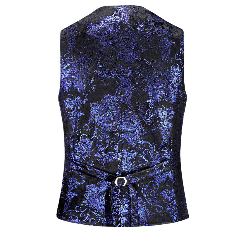 Men Luxury Velvet Suit Vest Hot Gold Printed Top Men Blazer - Tophatter Daily Deals