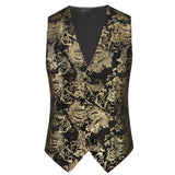 Men Luxury Velvet Suit Vest Hot Gold Printed Top Men Blazer - Tophatter Daily Deals