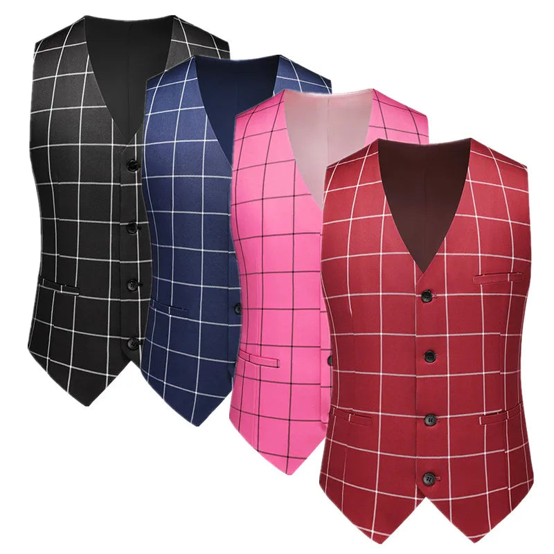 Men Formal Business Social Plaid Suit Vest Men Blazer - Tophatter Daily Deals