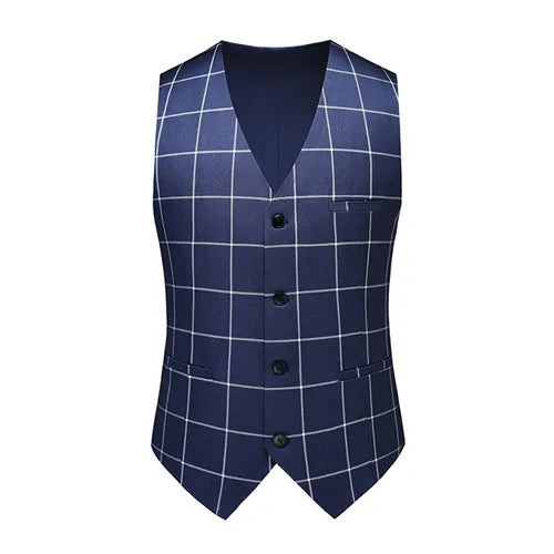Men Formal Business Social Plaid Suit Vest Blue Men Blazer - Tophatter Daily Deals