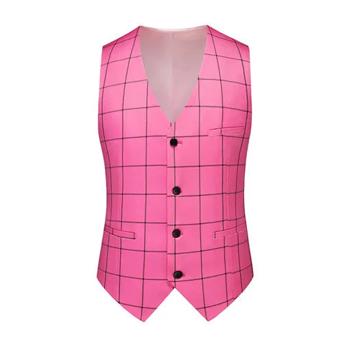 Men Formal Business Social Plaid Suit Vest Pink Men Blazer - Tophatter Daily Deals
