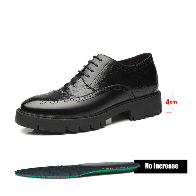 Men Oxford Elegant Formal Shoes Office Height Increasing Platform 4cm Men Dresses Shoes - Tophatter Daily Deals