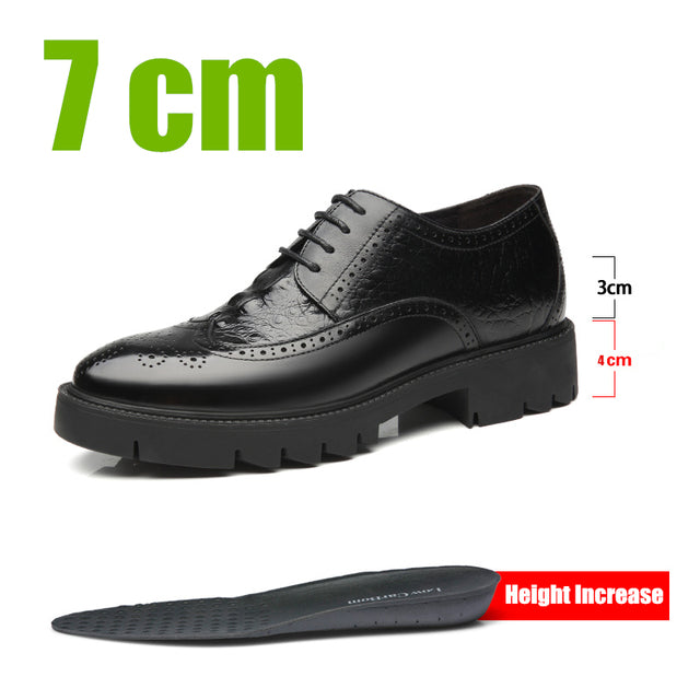 Men Oxford Elegant Formal Shoes Office Height Increasing Platform 7cm Men Dresses Shoes - Tophatter Daily Deals