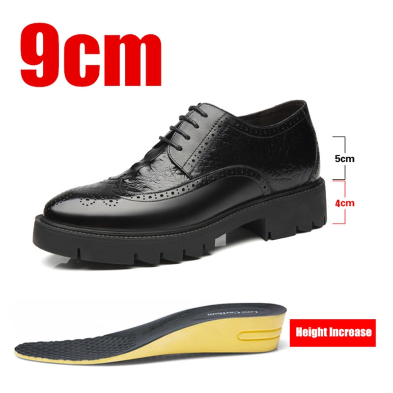 Men Oxford Elegant Formal Shoes Office Height Increasing Platform 9cm Men Dresses Shoes - Tophatter Daily Deals