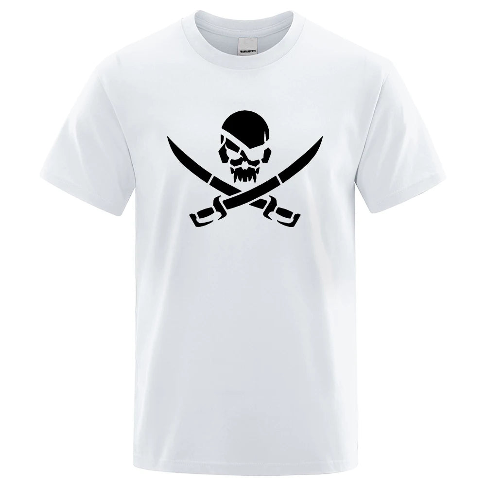 Men Pirate Skull Funny Print T-Shirts Tee - Tophatter Daily Deals