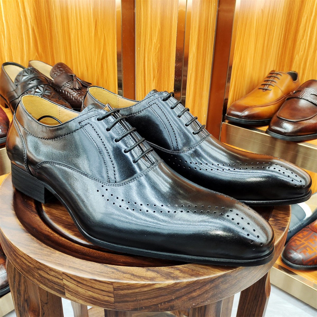 Men Pointed Toe Four Seasons Low-top Leather Shoes Leather Shoes - Tophatter Daily Deals