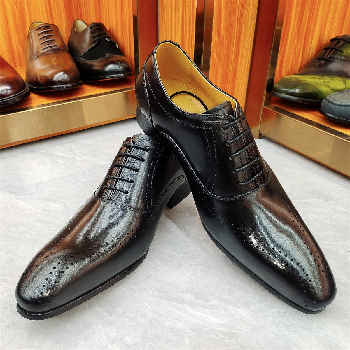 Men Pointed Toe Four Seasons Low-top Leather Shoes Leather Shoes - Tophatter Daily Deals