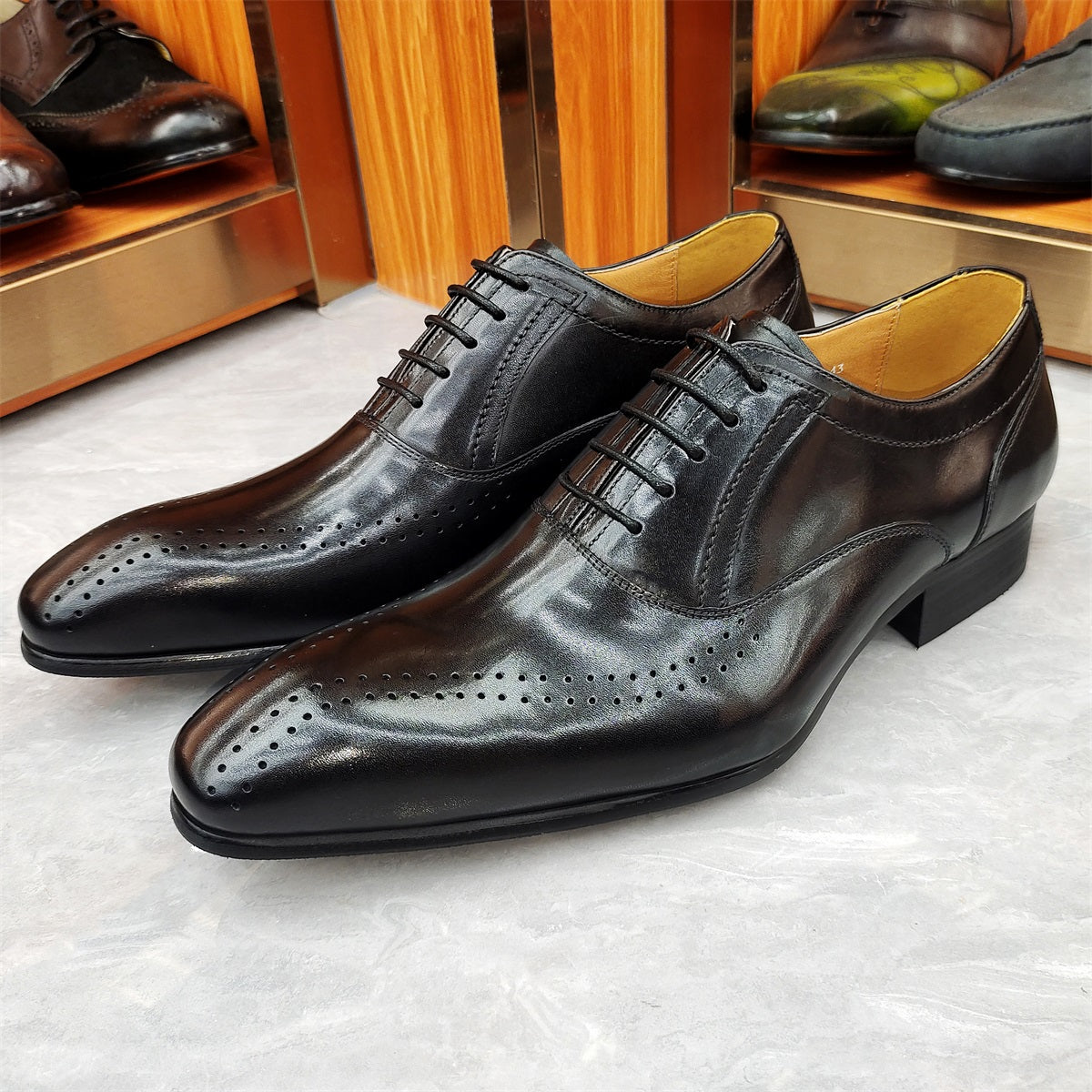 Men Pointed Toe Four Seasons Low-top Leather Shoes Leather Shoes - Tophatter Daily Deals