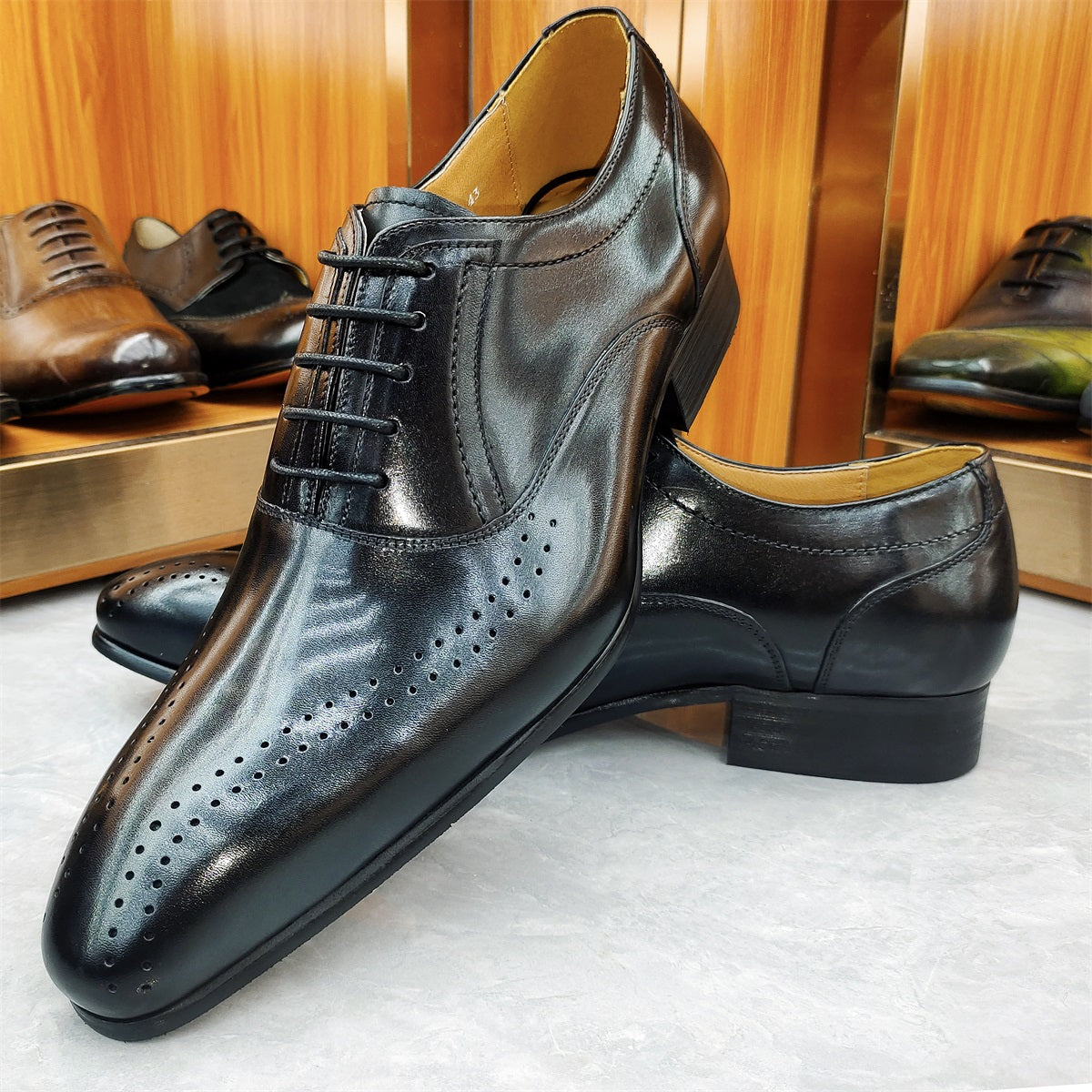Men Pointed Toe Four Seasons Low-top Leather Shoes Leather Shoes - Tophatter Daily Deals