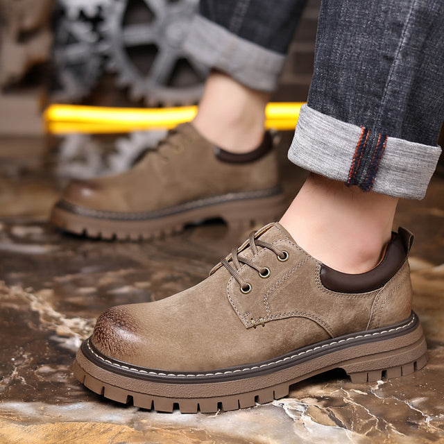 Men PU Leather Casual Shoes Lace-up Oxfords Black Men Shoes - Tophatter Daily Deals