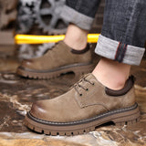 Men PU Leather Casual Shoes Lace-up Oxfords Black Men Shoes - Tophatter Daily Deals